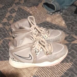 Nike Gray and White High-Top Sneakers